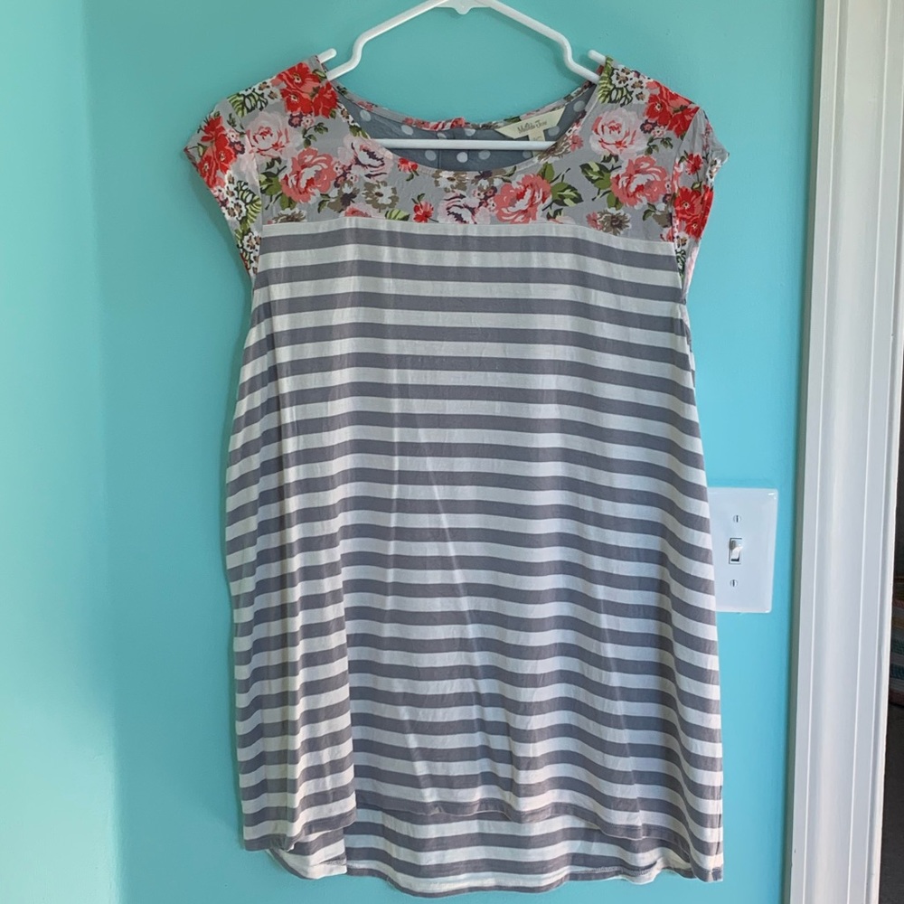 Womens Lg Matilda Jane Stripe/Floral shirt